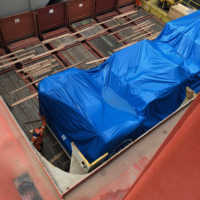 1 / 30 Project ex Antwerp to Hong Kong - 6 Heavy Lift Units - loaded as Breakbulk on Container vessel on bed of 18x40'Flat Rack (3 units - each 900x430x430cm each 62'500 kgs + 3 units each 1245x482x455cm each 104'000 kgs)