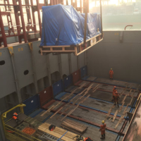 1 / 30 Project ex Antwerp to Hong Kong - 6 Heavy Lift Units - loaded as Breakbulk on Container vessel on bed of 18x40'Flat Rack (3 units - each 900x430x430cm each 62'500 kgs + 3 units each 1245x482x455cm each 104'000 kgs)