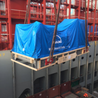 1 / 30 Project ex Antwerp to Hong Kong - 6 Heavy Lift Units - loaded as Breakbulk on Container vessel on bed of 18x40'Flat Rack (3 units - each 900x430x430cm each 62'500 kgs + 3 units each 1245x482x455cm each 104'000 kgs)