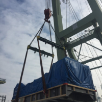 1 / 30 Project ex Antwerp to Hong Kong - 6 Heavy Lift Units - loaded as Breakbulk on Container vessel on bed of 18x40'Flat Rack (3 units - each 900x430x430cm each 62'500 kgs + 3 units each 1245x482x455cm each 104'000 kgs)