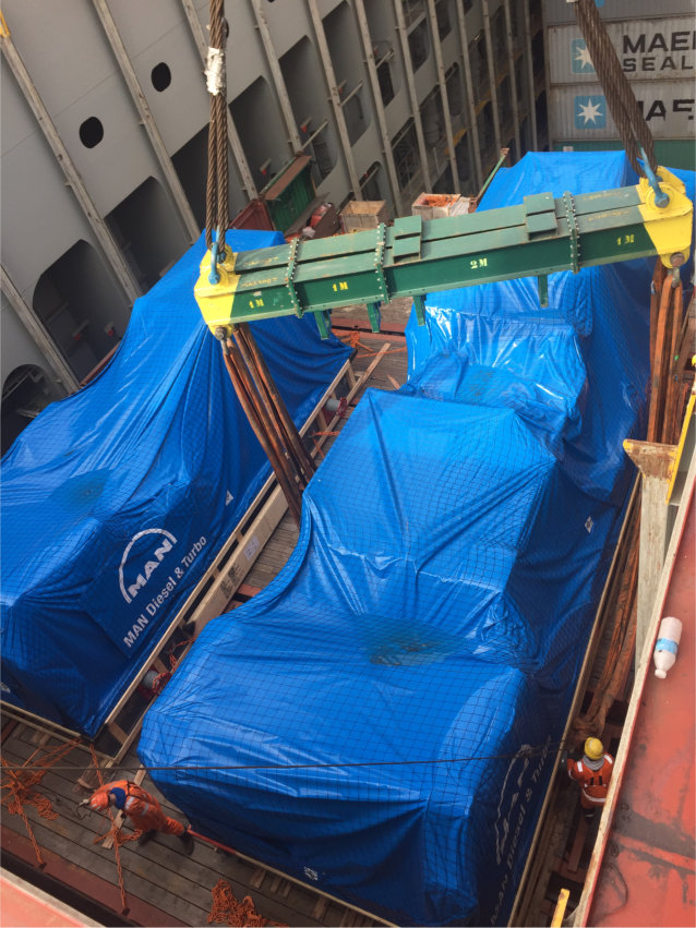 1 / 30 Project ex Antwerp to Hong Kong - 6 Heavy Lift Units - loaded as Breakbulk on Container vessel on bed of 18x40'Flat Rack (3 units - each 900x430x430cm each 62'500 kgs + 3 units each 1245x482x455cm each 104'000 kgs)