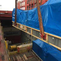 1 / 30 Project ex Antwerp to Hong Kong - 6 Heavy Lift Units - loaded as Breakbulk on Container vessel on bed of 18x40'Flat Rack (3 units - each 900x430x430cm each 62'500 kgs + 3 units each 1245x482x455cm each 104'000 kgs)