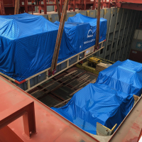 1 / 30 Project ex Antwerp to Hong Kong - 6 Heavy Lift Units - loaded as Breakbulk on Container vessel on bed of 18x40'Flat Rack (3 units - each 900x430x430cm each 62'500 kgs + 3 units each 1245x482x455cm each 104'000 kgs)