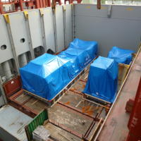 1 / 30 Project ex Antwerp to Hong Kong - 6 Heavy Lift Units - loaded as Breakbulk on Container vessel on bed of 18x40'Flat Rack (3 units - each 900x430x430cm each 62'500 kgs + 3 units each 1245x482x455cm each 104'000 kgs)